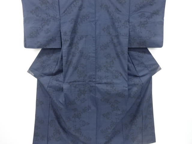 JAPANESE ENSEMBLE KIMONO / DORO OSHIMA TSUMUGI (5 maruki) / WOVEN FLOWER